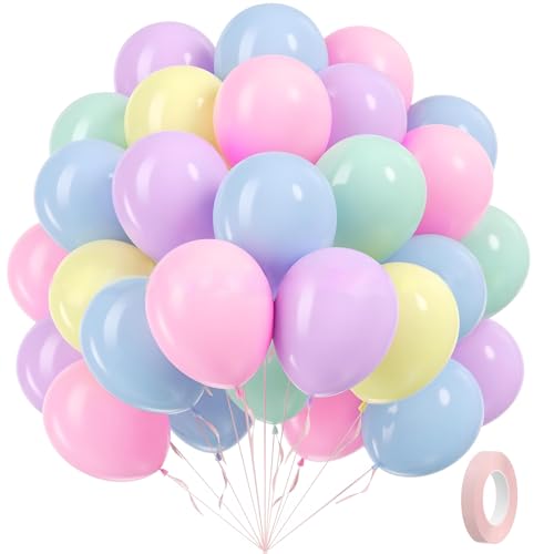 Luftballons Pastellfarben, XIMEY 50 Stück Luftballons Pastell, Ballons Geburtstag, Luftballon Geburtstag, Ballons Hochzeit, Partydeko (Macaron Farbe, 50) von XIMEY