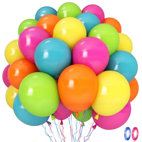 Luftballons Bunt, XIMEY 50 Stück Bunte Luftballons, Ballons Geburtstag, Luftballon Geburtstag, Luftballon Hochzeit, Partydeko (Rosa Blau Orange, 50) von XIMEY