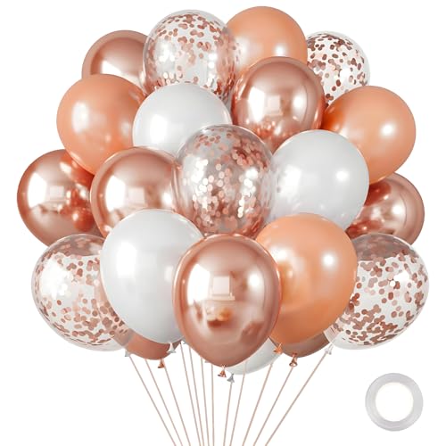 Luftballons, XIMEY 60 Stück Luftballons Rosegold, Luftballons Rosa, Luftballon Rosa, Luftballons Pink, Ballons Geburtstag, Luftballon Geburtstag, Partydeko (Roségold, 60) von XIMEY