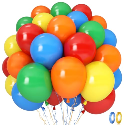 Luftballons, XIMEY 50 Stück Luftballons Bunt, Bunte Luftballons, Ballons Geburtstag, Luftballon Geburtstag, Ballons Hochzeit, für Ballongirlande, Partydeko (Rot Gelb Blau, 50) von XIMEY