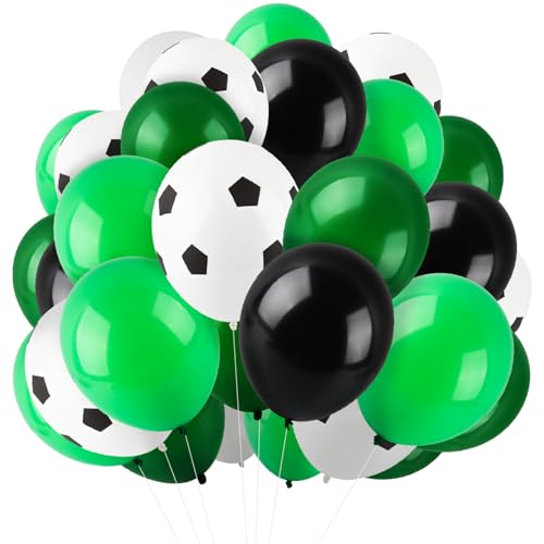 Luftballons, XIMEY 90 Stück Luftballons Fussball, Luftballons Grün, Schwarze Luftballons, Ballons Geburtstag, Luftballon Geburtstag, Fussball Partydeko (Grün Fußball, 90) von XIMEY