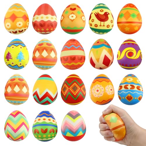 XIMEY 18 Stück Ostern Geschenke Kinder, Anti Stress Bälle, Ostergeschenke, Ostereier Stressball, Antistressball Erwachsene, Geschenke Ostern, Mitgebsel Ostern Kinder von XIMEY
