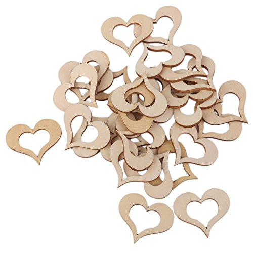 Non-brand 100pcs DIY Set Holzhherz Naturfarben Holz Herzen Chips Schrift Dekoherz Set - 30pcs 40mm von Non-brand
