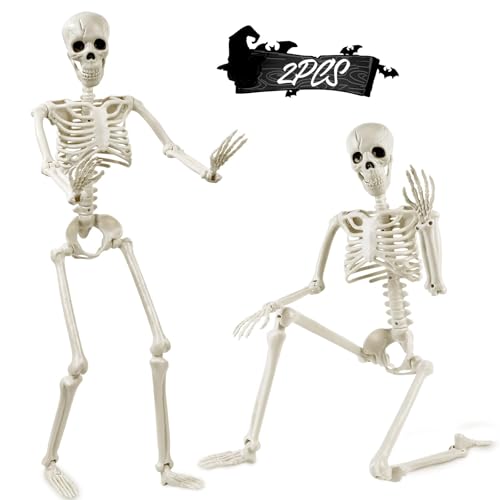 XIMISHOP 2 Stück Halloween Ganzkörper Skelett,Spukhaus-Requisiten 90cm Plastikskelett Beweglichen Gelenken Skelett Dekoration Für Halloween Innen Hause Patio Garten XIMISHOP 2 Stück Halloween Ganzkörper Skelett,Spukhaus-Requisiten 90cm Plastikskelett Beweglichen Gelenken Skelett Dekoration Für Halloween Innen Hause Patio Garten von XIMISHOP