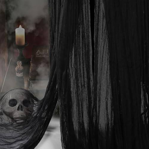 XIMISHOP 2.15 * 10m Halloween Gruseliges Stoff Deko,Schwarz Horror Tuch Indoor Türdekorationen Gaze KäSetuch Party Zubehör Für Halloween Hof Haus XIMISHOP 2.15 * 10m Halloween Gruseliges Stoff Deko,Schwarz Horror Tuch Indoor Türdekorationen Gaze KäSetuch Party Zubehör Für Halloween Hof Haus von XIMISHOP