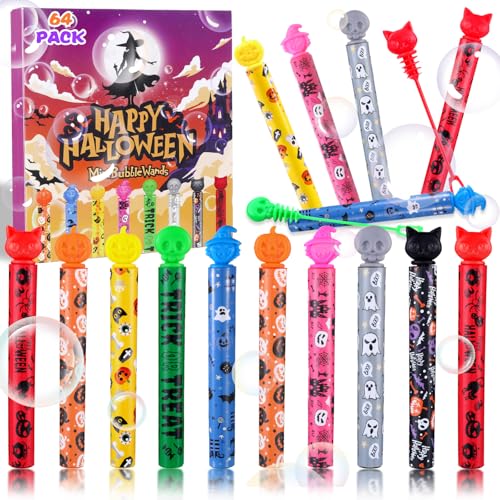 XOYTN 32 x Halloween-Mini-Luftblasen-Röhren, 8 Farben, Kürbis-Schädel, kleine Seifenblasenstäbe für Halloween, Partytüten, Süßes oder Leckereien, Kindergeschenk von XIMISHOP