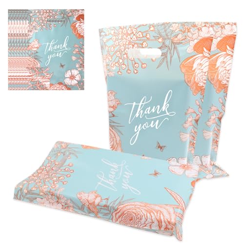 Sacchetti regalo 50 Pack, sacchetti postali di plastica neri, sacchetti di ringraziamento portatili, borse di merchandise per piccole imprese, sacchetti autoadesivi Goody per matrimoni (Flower) von XIMKONTER
