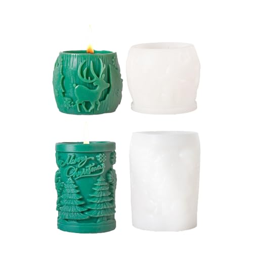 Silikonformen Gießformen Weihnachten Kerzenform, 3D Silikon Weihnachtsbaum Kerzenformen, Weihnachtsdeko Silikonform Für DIY Weihnachten Kerze, Handwerk, Heimdekoration (Set A) von XINBAIJI