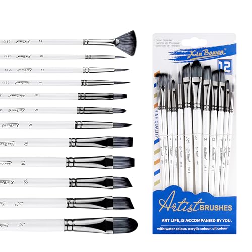 XINBOWEN Pinsel-Set, Nylon-Pinselkopf, Künstler, Acryl, Öl, Aquarell, 12 Stück, kleine Pinsel für Acryl, Öl, Aquarell, Gesicht, Nagelkunst, Anfänger und Profis XINBOWEN Pinsel-Set, Nylon-Pinselkopf, Künstler, Acryl, Öl, Aquarell, 12 Stück, kleine Pinsel für Acryl, Öl, Aquarell, Gesicht, Nagelkunst, Anfänger und Profis von XINBOWEN