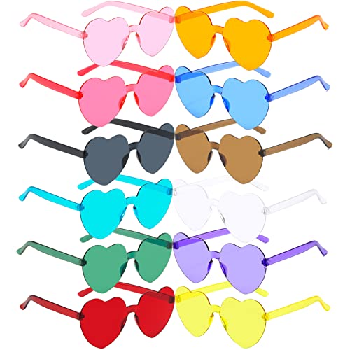 XINCHEN 12 Stück Magische Farben Party Herz Brille, Herz Brille,Lustige Partybrillen,Herz Sonnenbrille，für Fasching Foto Requisiten Geburtstagsfeier. von XINCHEN