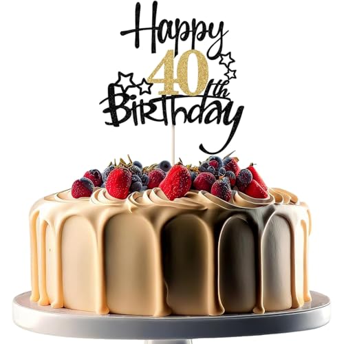 XINCHENG 1 x Geburtstagskuchenaufsatz, schwarz und goldfarben, glitzernde Kuchendekoration, Happy 13th Birthday, für Männer und Frauen, Motto-Party XINCHENG 1 x Geburtstagskuchenaufsatz, schwarz und goldfarben, glitzernde Kuchendekoration, Happy 13th Birthday, für Männer und Frauen, Motto-Party von XINCHENG