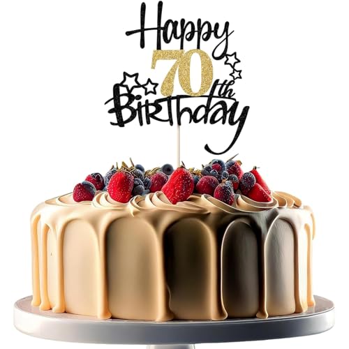 XINCHENG 1 x Geburtstagskuchenaufsatz, schwarz und goldfarben, glitzernde Kuchendekoration, Happy 30th Birthday, für Männer und Frauen, Motto-Party XINCHENG 1 x Geburtstagskuchenaufsatz, schwarz und goldfarben, glitzernde Kuchendekoration, Happy 30th Birthday, für Männer und Frauen, Motto-Party von XINCHENG