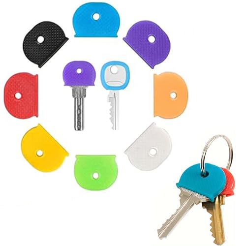 XINCHENG 10 Stück Schlüsselabdeckungen Kappen, Schlüsselkennzeichnungskappen, Schlüsselfarbkappen, flexible halbrunde PVC-Schlüsselmarken, farbige Schlüsselkappen Etikett zur einfachen Identifizierung von XINCHENG