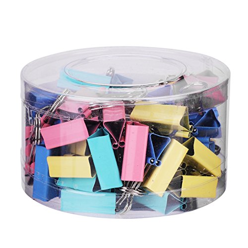 48 Stück Bindeklammern Farbig Bindemittel Clips Büroklammern Metallbüroklammern Papierklammern Ordner Tragbar Dateiorganisation Lang Schwanzklammern Befestigungsclips (25mm) von XINCHI