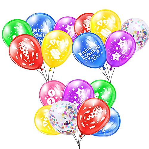 XINDY 35x Luftballons Einschulung, Schuleinführung Deko, Deko Einschulung Junge Mädchen, Bunt Schulanfang Latex Ballons Schulkind luftballon Set für Schulanfang Deko Schulkind 2023 Deko von XINDY