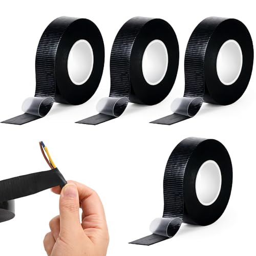 XINFAQAQ Selbstverschweißendes Isolierband 4.5M 19 x 0.8mm Lsolierband Wasserdichtes Klebeband Vulkanisierband für Schlauch Zum Isolieren und Abdichten von Kabeln und für Notreparaturen (4 Stück) von XINFAQAQ