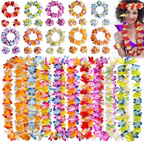 40 Stück Hawaiianische Leis Luau-Blumen, mit 20 Armbändern, 10 Stirnbändern und 10 Halsketten, verwendet als Zubehör in der Fotogalerie zur Dekoration von Luo Hawaiian Party 40 Stück Hawaiianische Leis Luau-Blumen, mit 20 Armbändern, 10 Stirnbändern und 10 Halsketten, verwendet als Zubehör in der Fotogalerie zur Dekoration von Luo Hawaiian Party von XINGGANG
