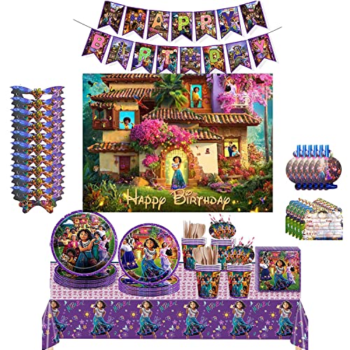 XINGGANG Encanto Partygeschirr Set, Encanto Geburtstag Dekoration Geschirr Set Abendessen Dessert Teller Servietten Tassen Tischdecke,Kindergeburtstag Mottoparty Tischdeko 113Stück XINGGANG Encanto Partygeschirr Set, Encanto Geburtstag Dekoration Geschirr Set Abendessen Dessert Teller Servietten Tassen Tischdecke,Kindergeburtstag Mottoparty Tischdeko 113Stück von XINGGANG