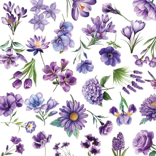 50 Blatt Blumenaufkleber Für Wasserflaschen Laptop Scrapbooking Journal Album Telefon Bleistift Hülle Wasserbeständiger Haustier Aufkleber Abnehmbares Kleber Für Handwerk von XINGLIDA