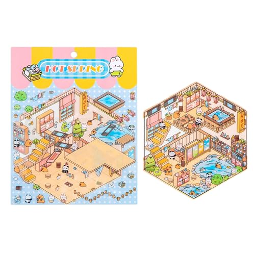 Fun Miniatur Szene Aufkleber Cartoon Miniaturhaus Aufkleber Für Scrapbooking Journal Notebook Fotorahmen Telefonhülle Buntes Cartoon von XINGLIDA