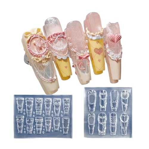 Nägel Kunstform Silikonvorlage Nägel Entwerfen Werkzeug Creme Spitzen Thema Silikon Handgemachte Formen Für Maniküre Kreation Nageldekoration Form von XINGLIDA
