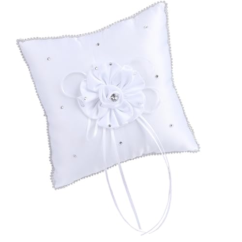 Quadratringe Kissenhalter Für Hochzeitshandhandwerk Elegante Bowknotblume Dekore Fingerring Kissen Für Besondere Anlässe Brautringe von XINGLIDA