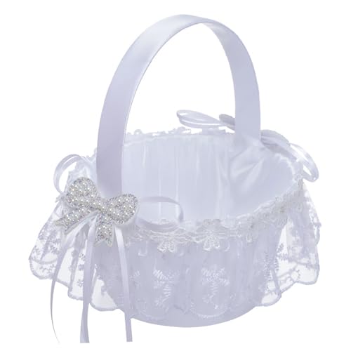 Weißer Stoff Blumenkorb Für Hochzeit Weißer Stoff Blumenkorb Für Hochzeit von XINGLIDA