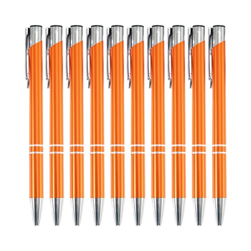 XINGLIDA 10 x Kugelschreiber, 1,0 mm, einziehbarer Kugelschreiber, Metall, Bürostift, glattes Schreiben, Schreibwaren, Schule, Bürobedarf (O#) von XINGLIDA