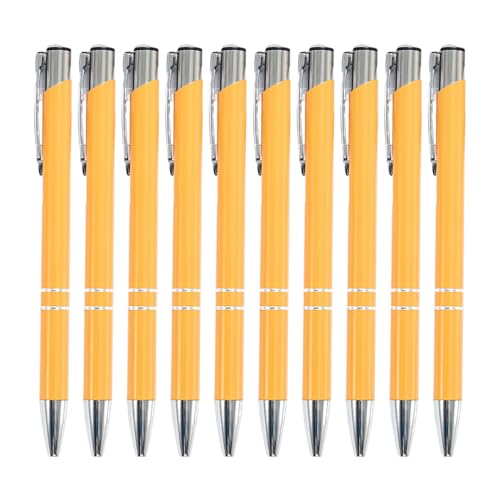 XINGLIDA 10 x Kugelschreiber, 1,0 mm, einziehbarer Kugelschreiber, Metall, Bürostift, glattes Schreiben, Schreibwaren, Schule, Bürobedarf (OYL#) von XINGLIDA