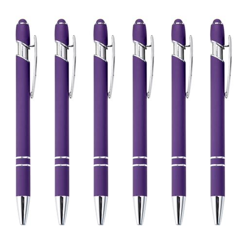 XINGLIDA 6 x 2-in-1 Stylus-Kugelschreiber, einziehbarer Kugelschreiber mit Stylus-Spitze, schwarze Tinte und reibungsloses Schreiben für Damen und Herren (DP#) von XINGLIDA