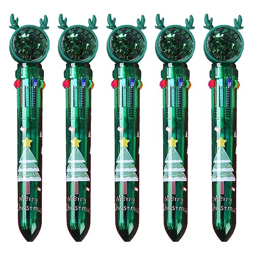 XINGLIDA Weihnachts-Kugelschreiber mit Pailletten, mehrfarbig, 10-in-1, einziehbarer Kugelschreiber für Kinder, Belohnung (D#) von XINGLIDA