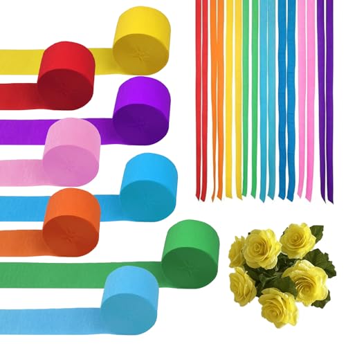 XINGNA 8 Rolls Krepppapier Bunt, Kreppbänder Regenbogen, Party Bunt Kreppbänder, Krepppapier Wasserfest, Bastelkrepp Streamer Hochzeit, Karneval, Party Décoration Weihnachtsdekoration (4.5CMx25M) von XINGNA