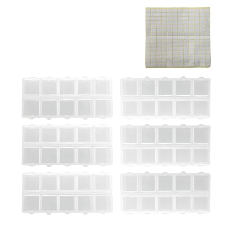 XINGSUI 10 Fächer Sortierboxen, Perlen Aufbewahrungsbox, Ohrring Aufbewahrungsbehälter für Perlen, Ohrringe, Widgets, DIY-Basteleien (6 Boxen + 1 Etikettenaufkleber) von XINGSUI