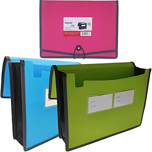 Fächermappe, Dokumenten-Organizer mit elastischer Kordel und Knopfverschluss, Briefgröße, 8,3 cm Erweiterung, A4 Briefgröße, erweiterbarer Aktenordner für Zuhause, Schule, Büro, Organisation, 3 Stück Fächermappe, Dokumenten-Organizer mit elastischer Kordel und Knopfverschluss, Briefgröße, 8,3 cm Erweiterung, A4 Briefgröße, erweiterbarer Aktenordner für Zuhause, Schule, Büro, Organisation, 3 Stück von XINGXINRONG