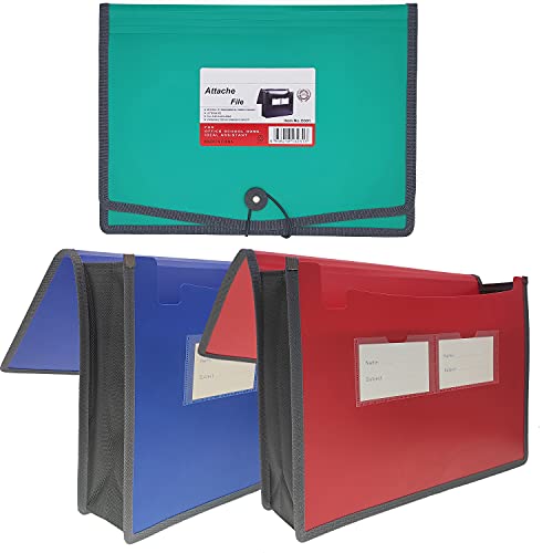 Fächermappe, Dokumenten-Organizer mit elastischer Kordel und Knopfverschluss, Briefgröße, 8,3 cm Erweiterung, A4 Briefgröße, erweiterbarer Aktenordner für Zuhause, Schule, Büro, Organisation, 3 Stück Fächermappe, Dokumenten-Organizer mit elastischer Kordel und Knopfverschluss, Briefgröße, 8,3 cm Erweiterung, A4 Briefgröße, erweiterbarer Aktenordner für Zuhause, Schule, Büro, Organisation, 3 Stück von XINGXINRONG