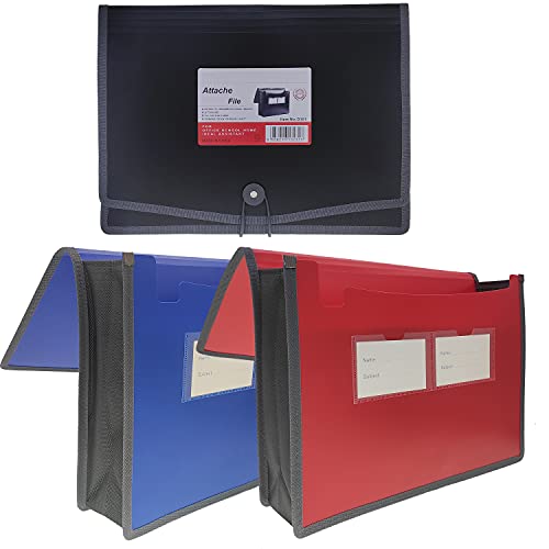 Fächermappe, Dokumenten-Organizer mit elastischer Kordel und Knopfverschluss, Briefgröße, 8,3 cm Erweiterung, A4 Briefgröße, erweiterbarer Aktenordner für Zuhause, Schule, Büro, Organisation, 3 Stück Fächermappe, Dokumenten-Organizer mit elastischer Kordel und Knopfverschluss, Briefgröße, 8,3 cm Erweiterung, A4 Briefgröße, erweiterbarer Aktenordner für Zuhause, Schule, Büro, Organisation, 3 Stück von XINGXINRONG