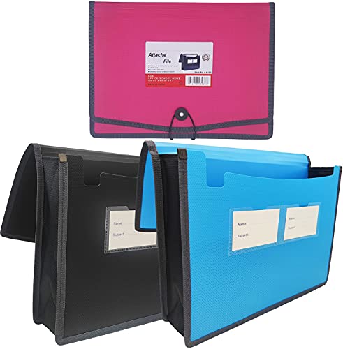 Fächermappe, Dokumenten-Organizer mit elastischer Kordel und Knopfverschluss, Briefgröße, 8,3 cm Erweiterung, A4 Briefgröße, erweiterbarer Aktenordner für Zuhause, Schule, Büro, Organisation, 3 Stück Fächermappe, Dokumenten-Organizer mit elastischer Kordel und Knopfverschluss, Briefgröße, 8,3 cm Erweiterung, A4 Briefgröße, erweiterbarer Aktenordner für Zuhause, Schule, Büro, Organisation, 3 Stück von XINGXINRONG