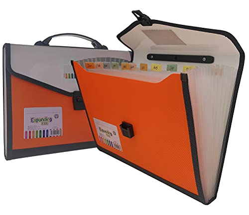 Fächermappe mit Etiketten, 13 Taschen, Akkordeon-Ordner, Dokumenten-Organizer, Fächermappe mit Reißverschluss, A4-Papier, Akkordeon-Ordner, 1 Packung von XINGXINRONG