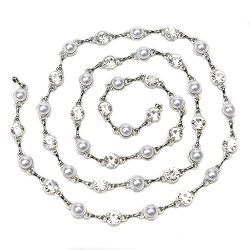 1,8 m Strass-Metallbesatz Bling Trim Close Perlenkette Applique Handwerk Herz Halskette Kette Strass für Kleidung Handwerk Dekoration DIY Hochzeit Dekoration (1,8 m, Stil 2) von XINMILI