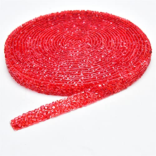 4,5 m langes Kristall-AB-Hotfix-Strassband, funkelndes Strassband, Kunsthandwerk, Event-Dekorationen (4,5 m, transparentes Rot) von XINMILI