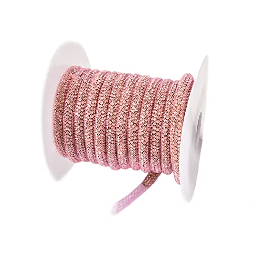 5 Meter/Rolle Upgrade Holoyatt Strasssteine Röhre zum Basteln Bling Strass Seil Glitzer Kordel Röhre für DIY Schleifen, Haarband, Schnürsenkel, Hochzeitskleid, Kostümdekoration, Zubehör (Champagner) von XINMILI