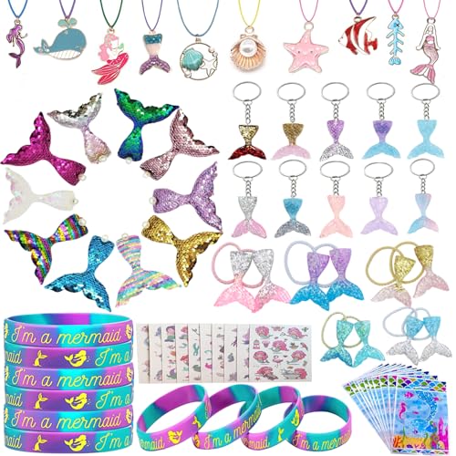 XINNIAN 70 Stück Meerjungfrauen Party Mitgebsel Kindergeburtstag Mädchen,Meerjungfrau Haarschmuck Armband Schlüsselanhänger Haarspange Halskette Tattoo für Kinder Mädchen Meerjungfrau Party Mitgebsel XINNIAN 70 Stück Meerjungfrauen Party Mitgebsel Kindergeburtstag Mädchen,Meerjungfrau Haarschmuck Armband Schlüsselanhänger Haarspange Halskette Tattoo für Kinder Mädchen Meerjungfrau Party Mitgebsel von XINNIAN