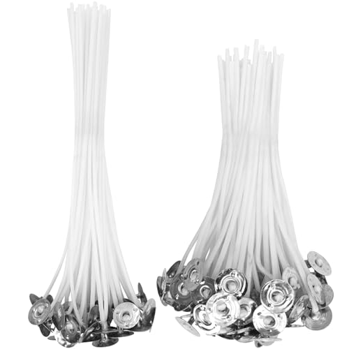XINOUKJ 100 Kerzendochte in 2 Größen (10cm & 15cm) - Aus Natürlicher Bio-Baumwolle, Vorgewachsen Mit Sojawachs - Für Rauchfreie Kerzen Zum Selbermachen, DIY, Duftkerzen & Aromatherapie von XINOUKJ
