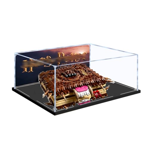 Acryl Display Box Kompatibel mit Lego 76449 Das Buch der Monster zum Sammeln und Schützen von Displays Klar 30,0 x 19,8 x 19,8 cm (Modell nicht im Lieferumfang enthalten) (Hintergrund (schwarze Basis von XINPENGD