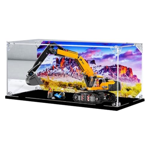 Acryl Display Box für Lego 60420 Gelb Bagger Modell, Transparent Staubdichte Vitrine Aufbewahrungsbox Kompatibel mit Lego 60420 Modell (Option 1) von XINPENGD