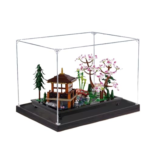 Acryl-Displaybox, kompatibel mit Lego 10315 Zen Garden zum Sammeln und Schützen von Displays, transparent, 39,9 x 24,9 x 24,9 cm (Modell nicht im Lieferumfang enthalten) (schwarzer Sockel + 2 mm) von XINPENGD