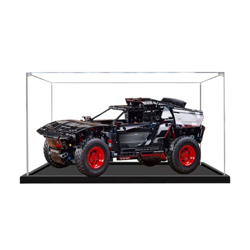 Acryl-Displaybox, kompatibel mit Lego 42160 Racing zum Sammeln und Schützen von Displays, transparent, 39,9 x 24,9 x 19,8 cm (Modell nicht im Lieferumfang enthalten) (schwarzer Sockel + 2 mm) von XINPENGD