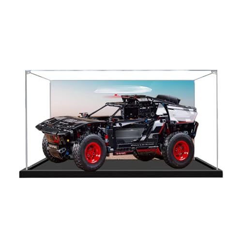 Acryl-Displaybox kompatibel mit Lego 42160 Racing zum Sammeln und Schützen von Displays, transparent, 39,9 x 24,9 x 19,8 cm (Modell nicht im Lieferumfang enthalten) (Hintergrund 1 + schwarzer Sockel) von XINPENGD
