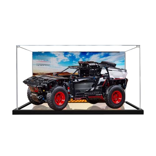 Acryl-Displaybox kompatibel mit Lego 42160 Racing zum Sammeln und Schützen von Displays, transparent, 39,9 x 24,9 x 19,8 cm (Modell nicht im Lieferumfang enthalten) (Hintergrund 2+ Spiegelfuß) von XINPENGD