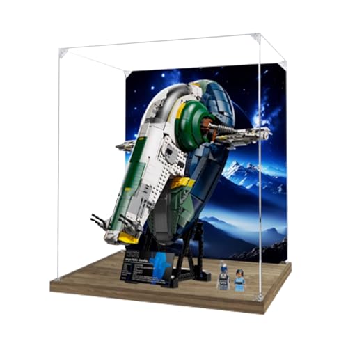 Acryl Displaybox kompatibel mit Lego 75409 Raumschiff zum Sammeln und Schützen von Displays klar 45,0 x 34,8 x 49,8 cm (Modell nicht im Lieferumfang enthalten) (Option B (Holzsockel) von XINPENGD